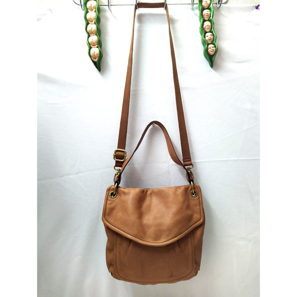 Fossil Brown Pebbled Leather Pocket Crossbody Shoulder Bag - Picture 5 of 12